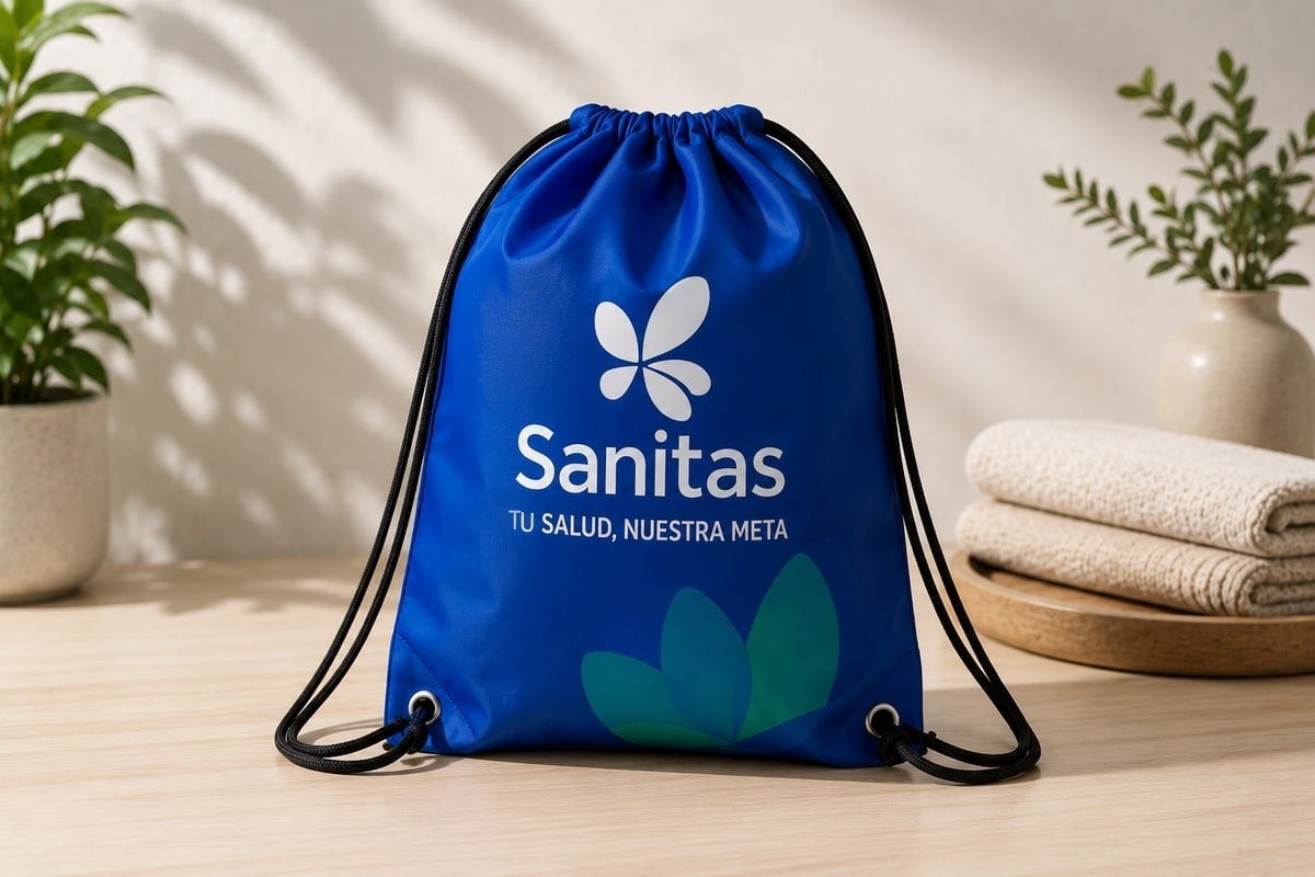 Sanitas: bolsos con su logo, hechos por Corporación Visionaria